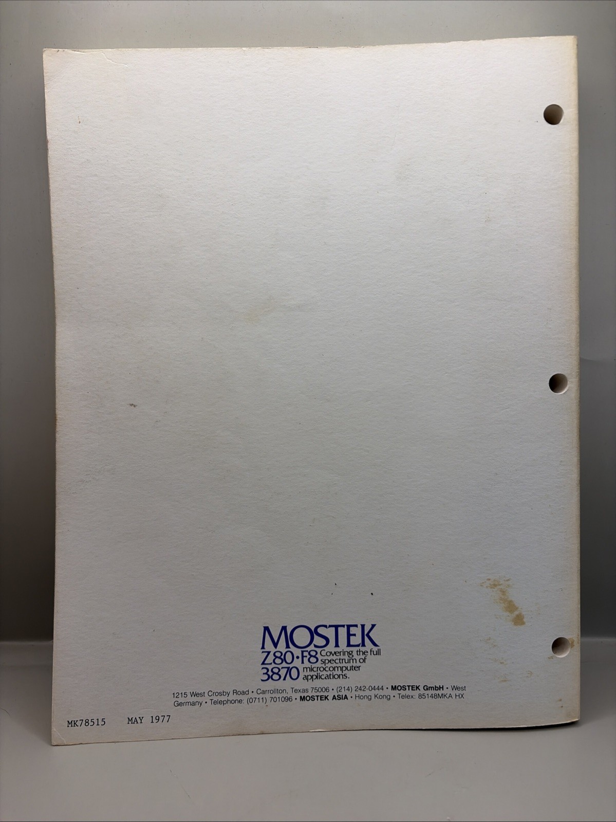 MOSTEK Microcomputer Systems Z80 Preliminary Programming MANUAL / BOOK