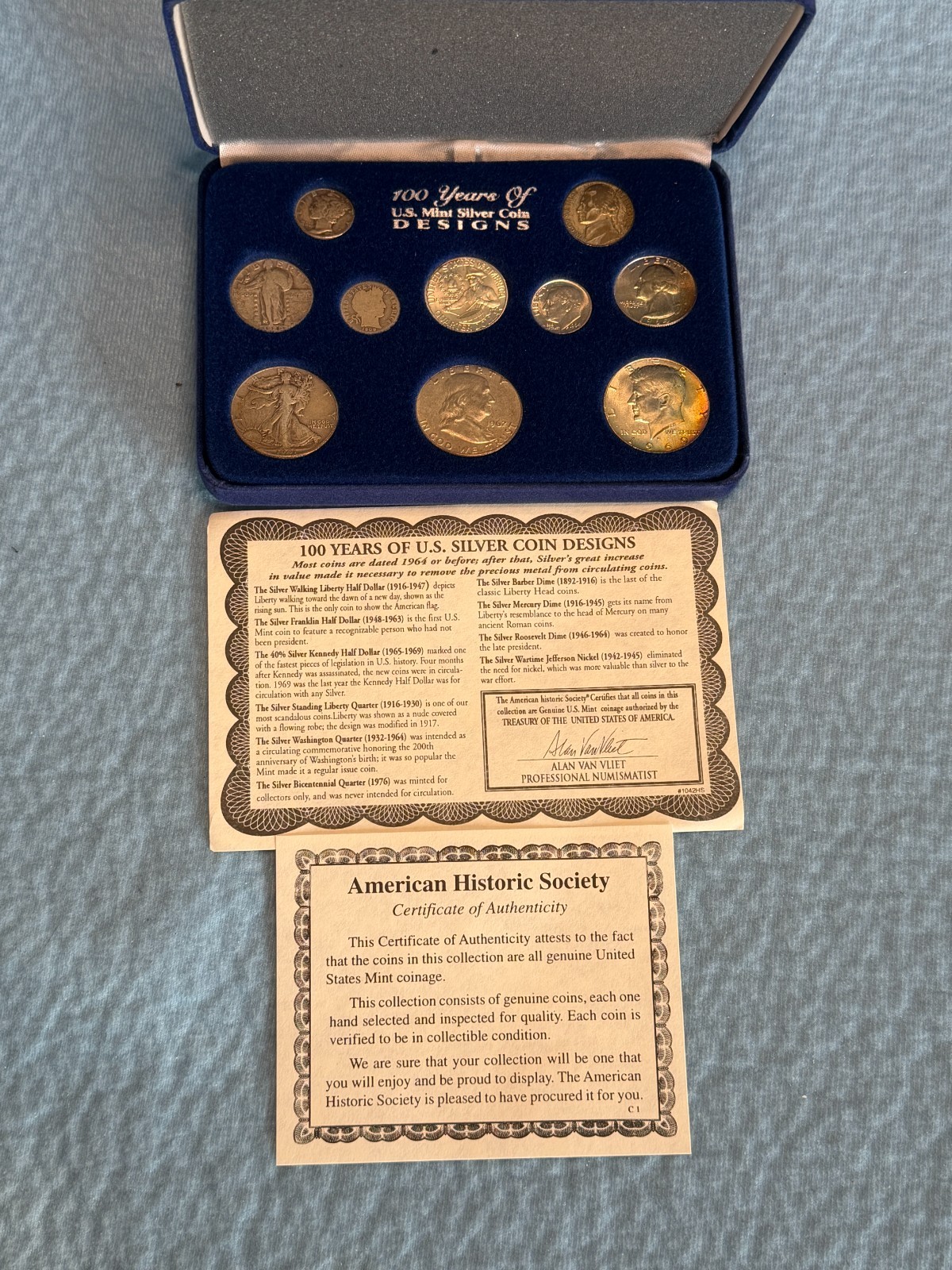 100 Years Of US Coin Mint Designs Silver Set with Certificate of Authenticity