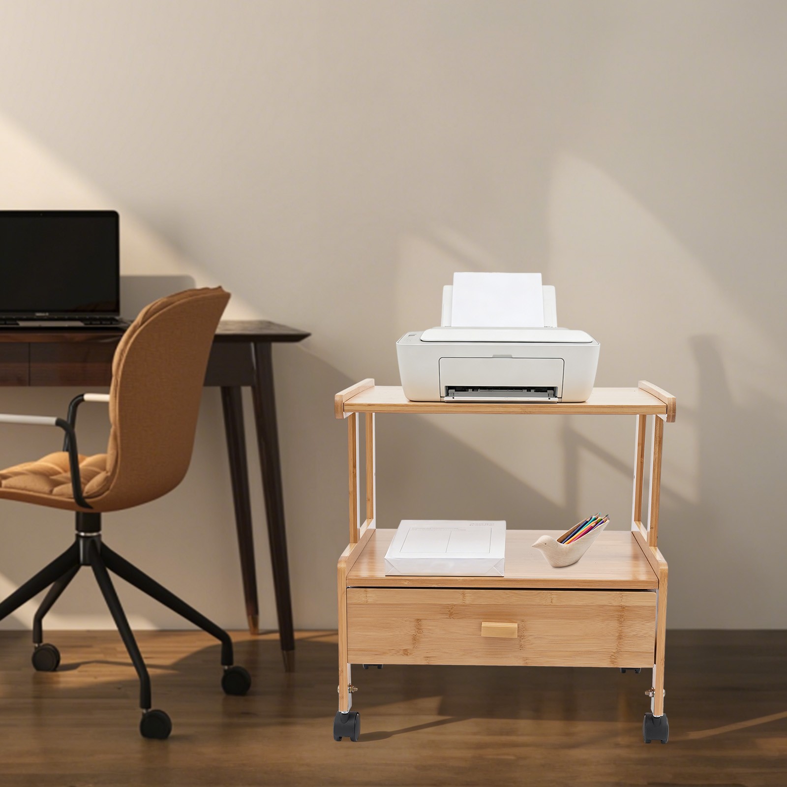 File Cabinet Mobile Filing Cabinet Printer Stand Shelf Printer Stand with Wheels