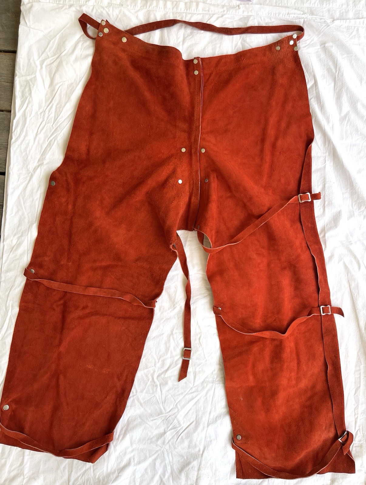 Rust Suede Leather Welding Work Chaps Very Good Condition