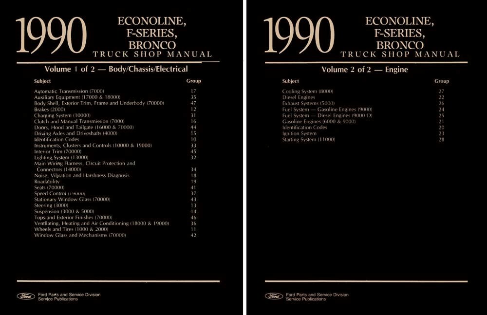 1990 Ford Truck F-150, F-250, F-350, Econoline Factory Shop Service Manual