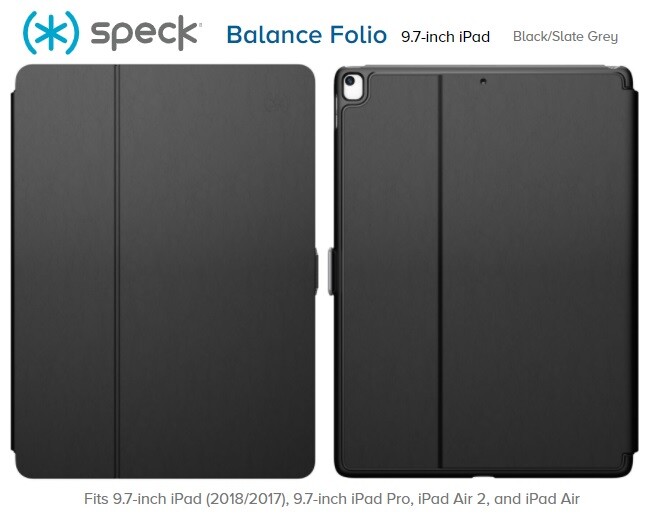 Speck Balance FOLIO for Apple iPad 9.7" (2018/2017) / Pro 9.7 /Air 2/Air - Black