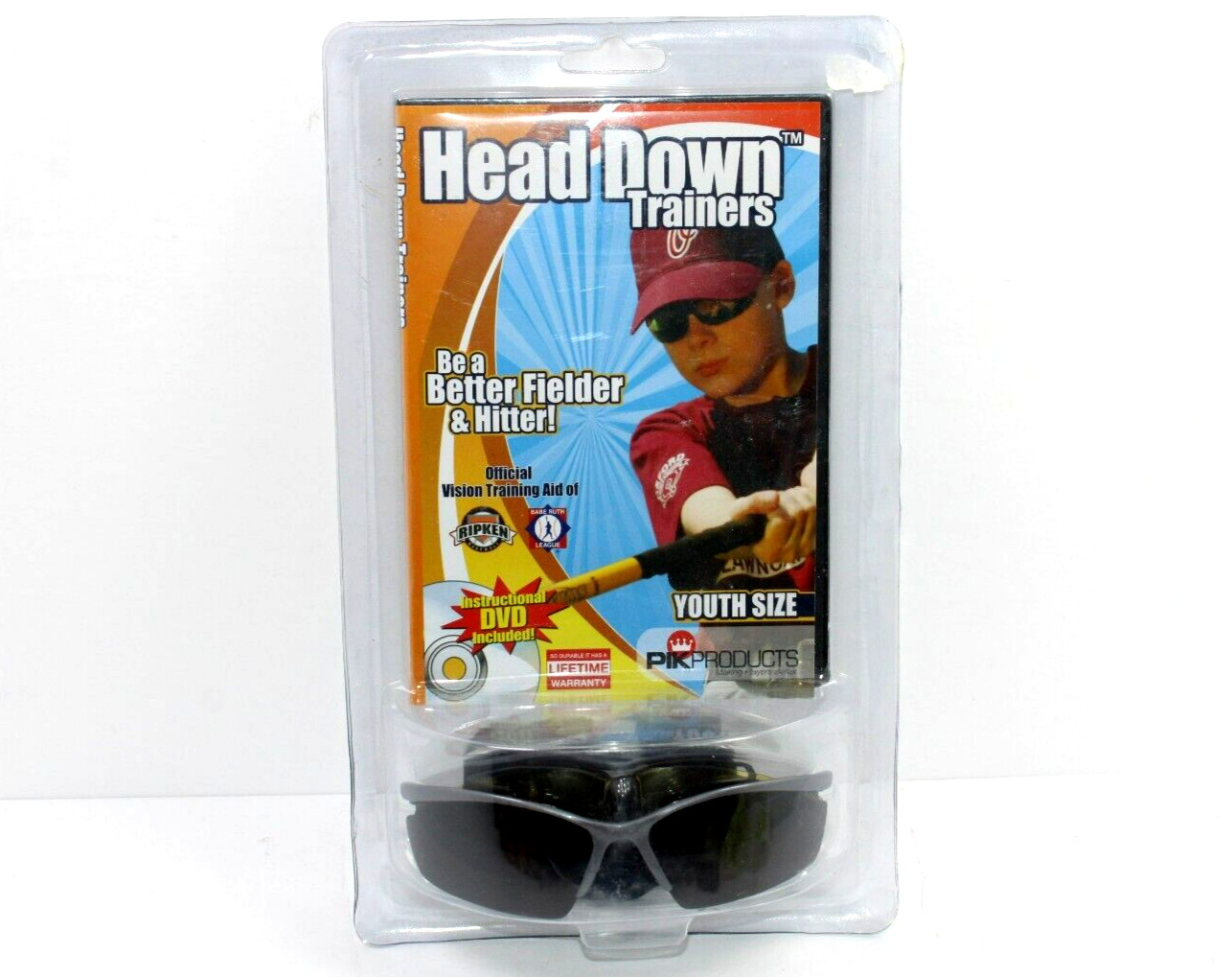 Head Down Baseball Trainers Vision Guide Glasses & DVD Hitting & Fielding