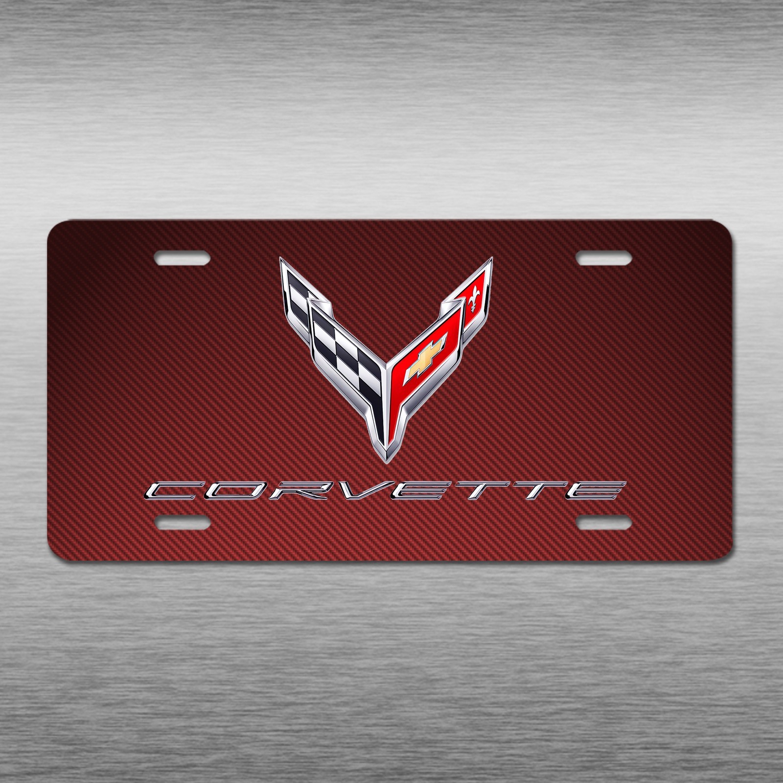 Corvette Chevrolet Carbon Fiber Look Inspired Novelty Art LICENSE PLATE Auto Tag