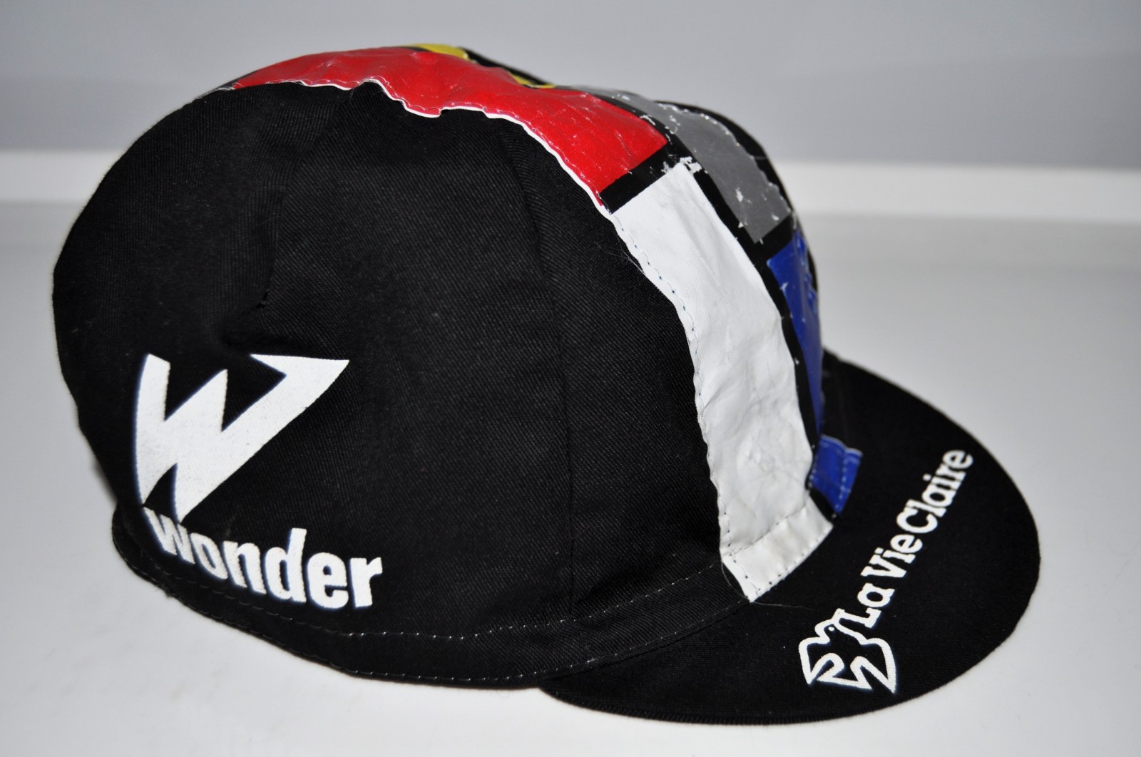 Vintage La Vie Claire Cycling Cap Hat Mondrian Design Made in Italy Mens Size 56