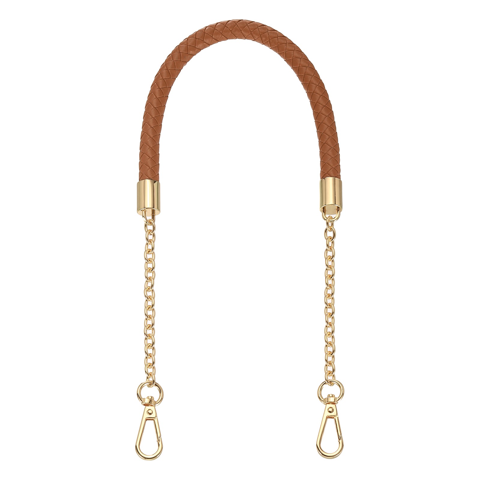 24.4" Light Brown Light Gold Buckle Chain Strap PURSE HANDBAG Braided Handle
