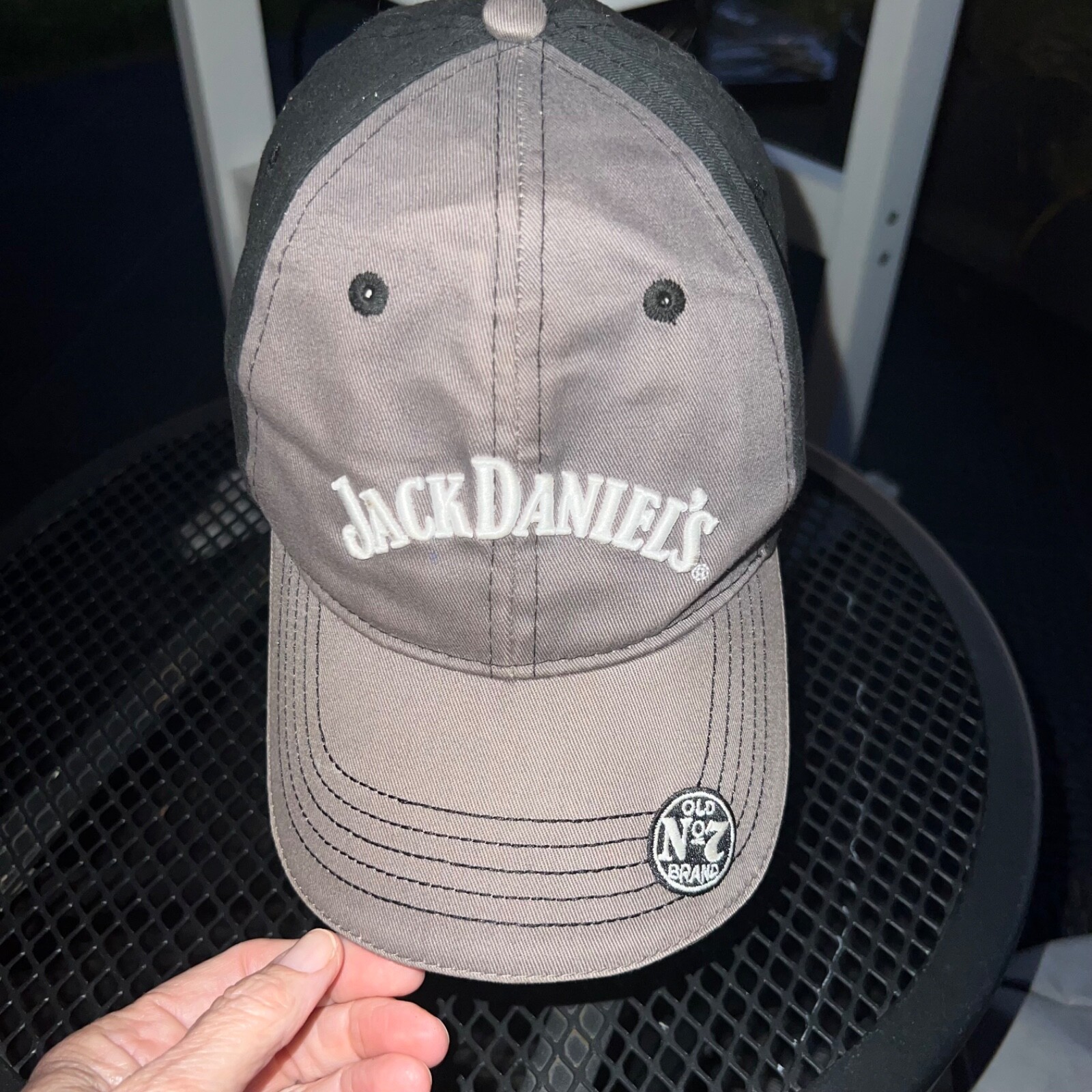 Jack Daniels Old No 7 Gray Black with Hat Cap Hook Loop top VGC