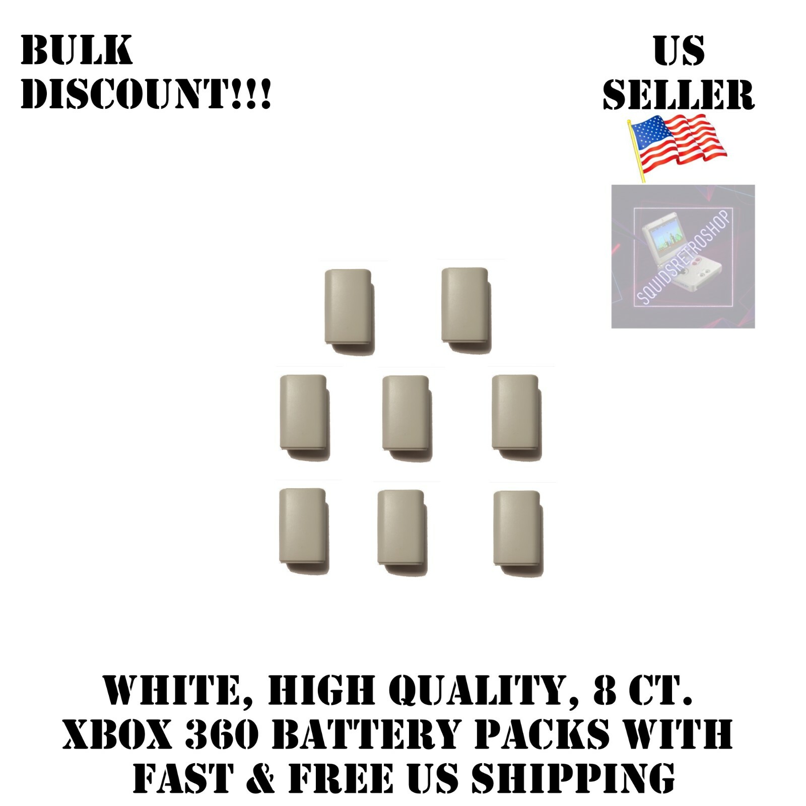8x White Battery Replacement for Xbox 360 Controller Case, Shell, Pack, Cover US