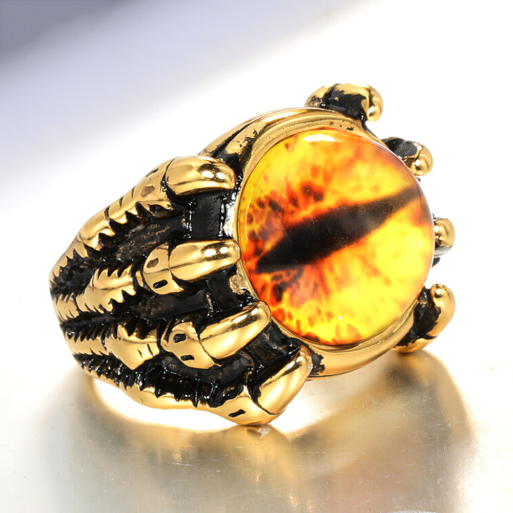 Men's Skull Eyeball Ring Stainless Steel Retro Dragon Claw Evil Devil Punk Gift