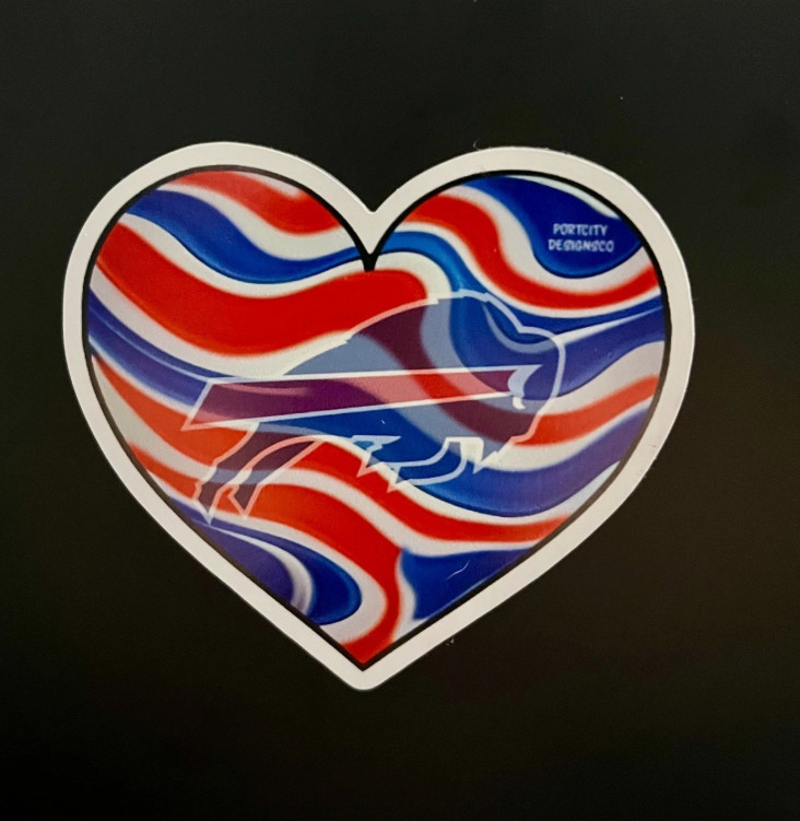 Red White & Blue Bills Mafia Heart Buffalo Fan Weatherproof Magnet - Great Gift!
