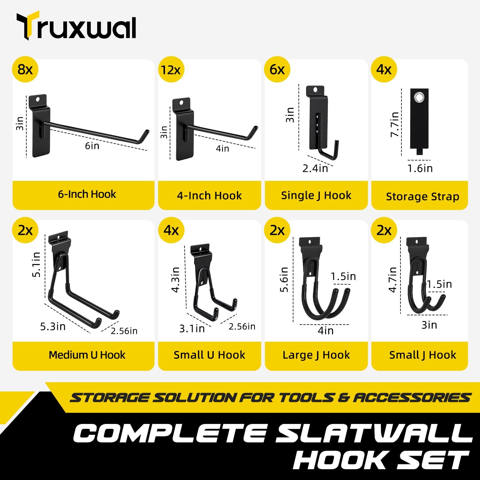 Truxwal 40 Pcs Slatwall Hooks & Hangers – Assortment