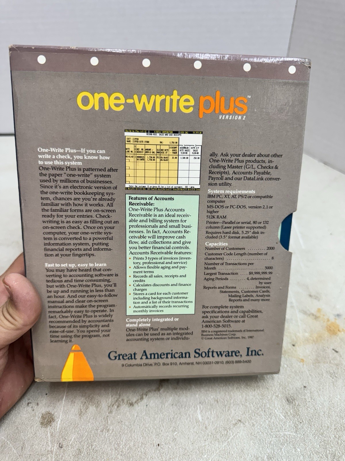 one write plus version 2 accounts receivable accounting software 1987