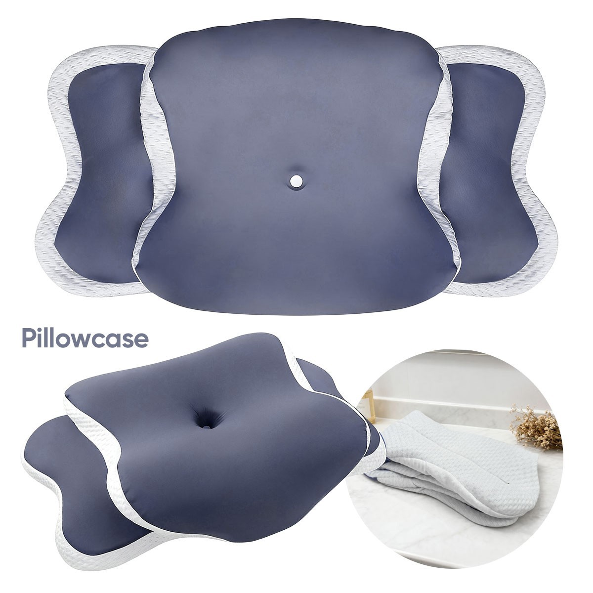 Cooling Cervical Pillowcase Cover Memory Foam Neck Pillow Protector Breathable