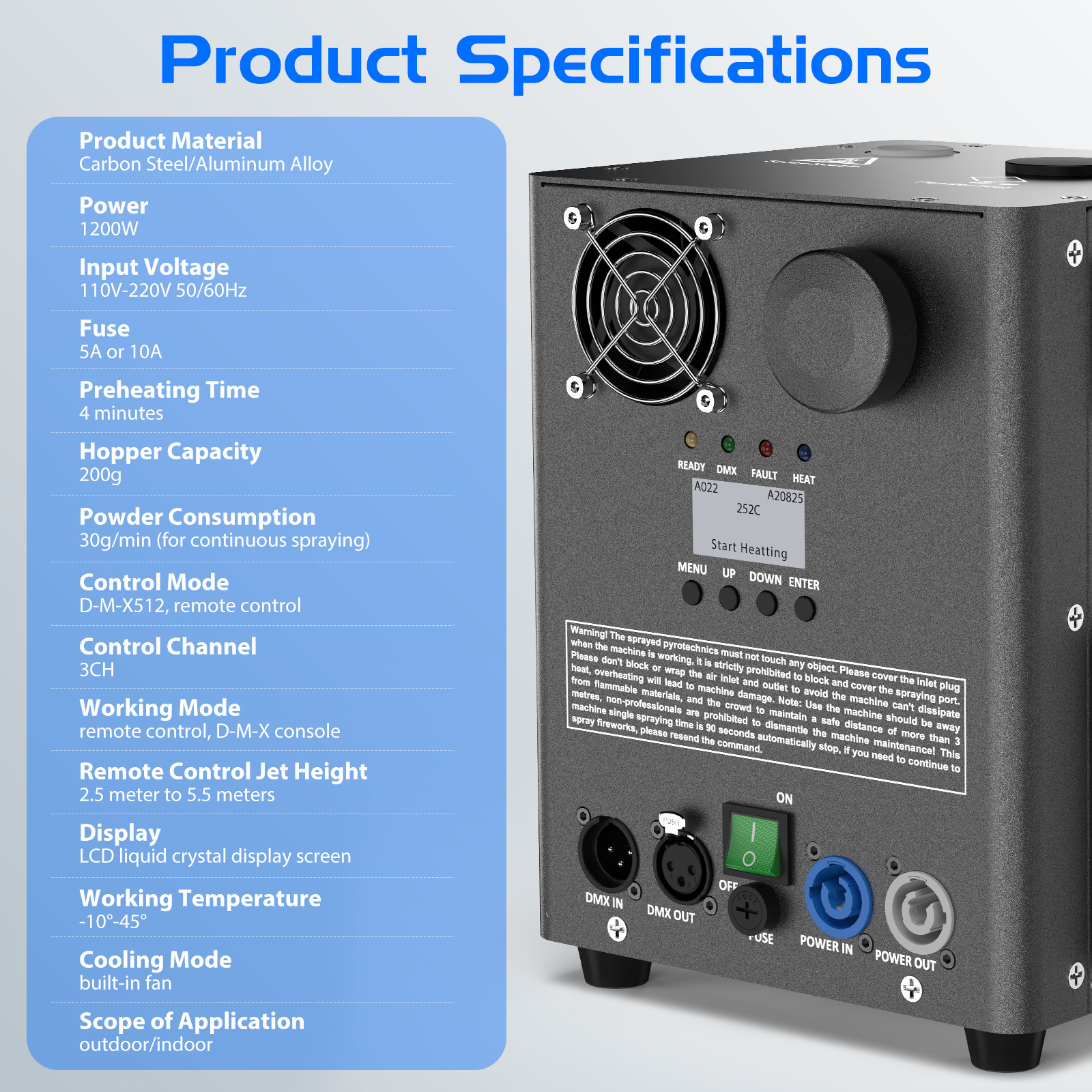 1200W Cold Spark Machine Firework Machine DMX DJ Wedding Stage Effect Machine
