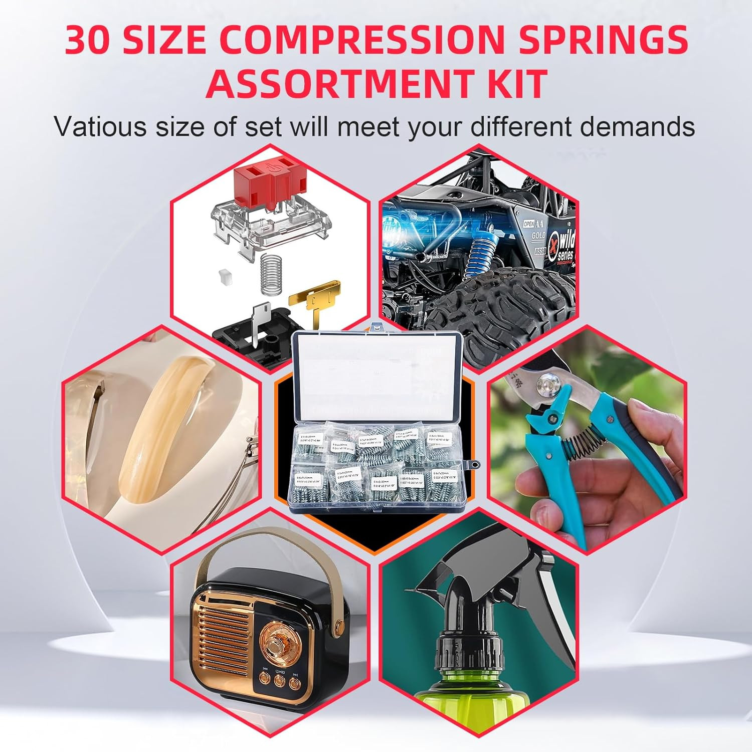 280Pcs Compression Spring Assortment Kit 30 Sizes Stainless Steel Mechanical Spr
