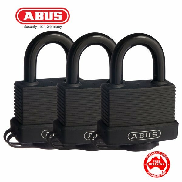 3 x ABUS Keyed Alike Weatherproof Outdoor Padlocks -45mm-Triple Pack-Free Post