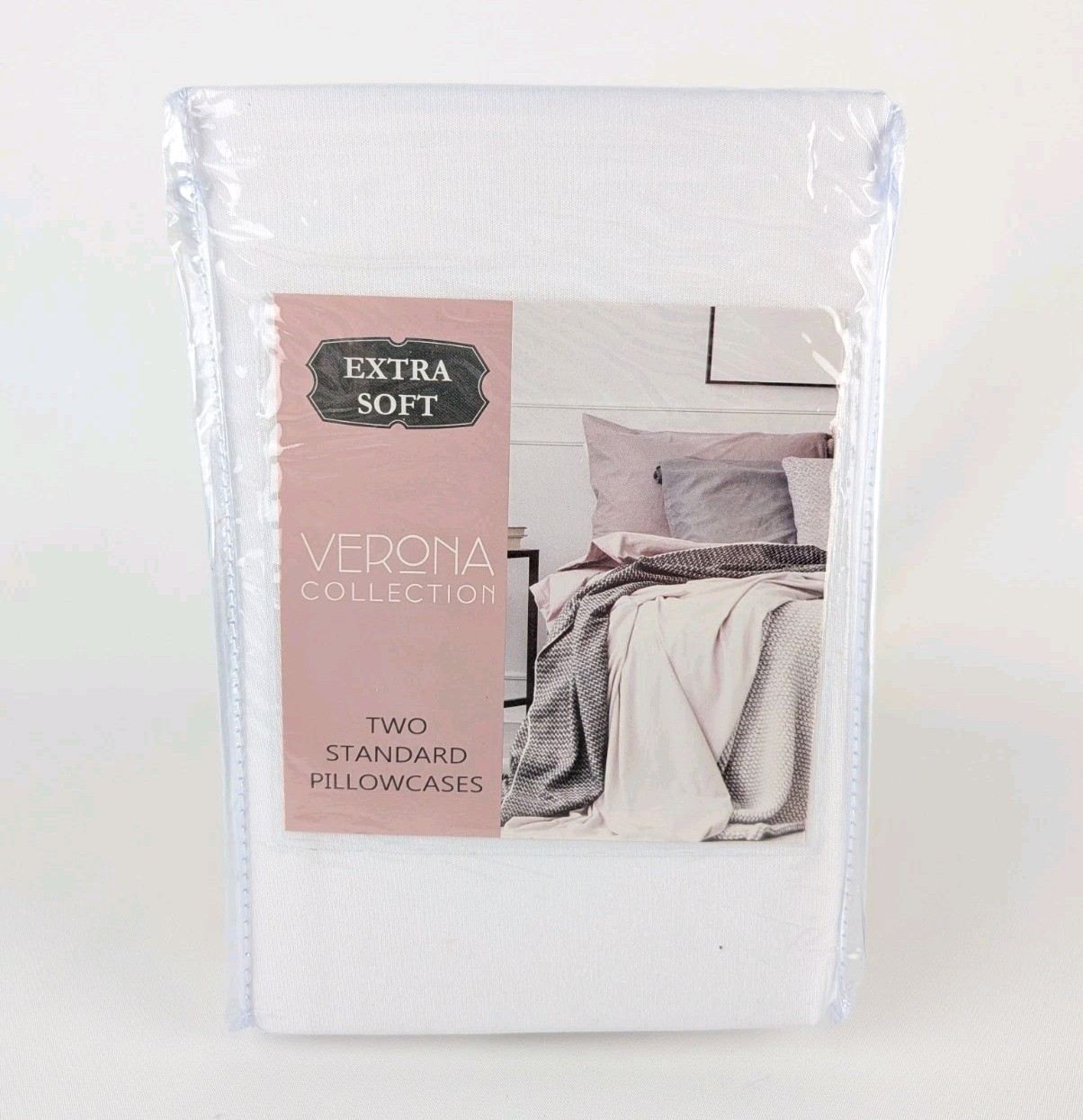 Verona Collection Two Standard Pillowcases 2 Pack Extra Soft White 20x30"