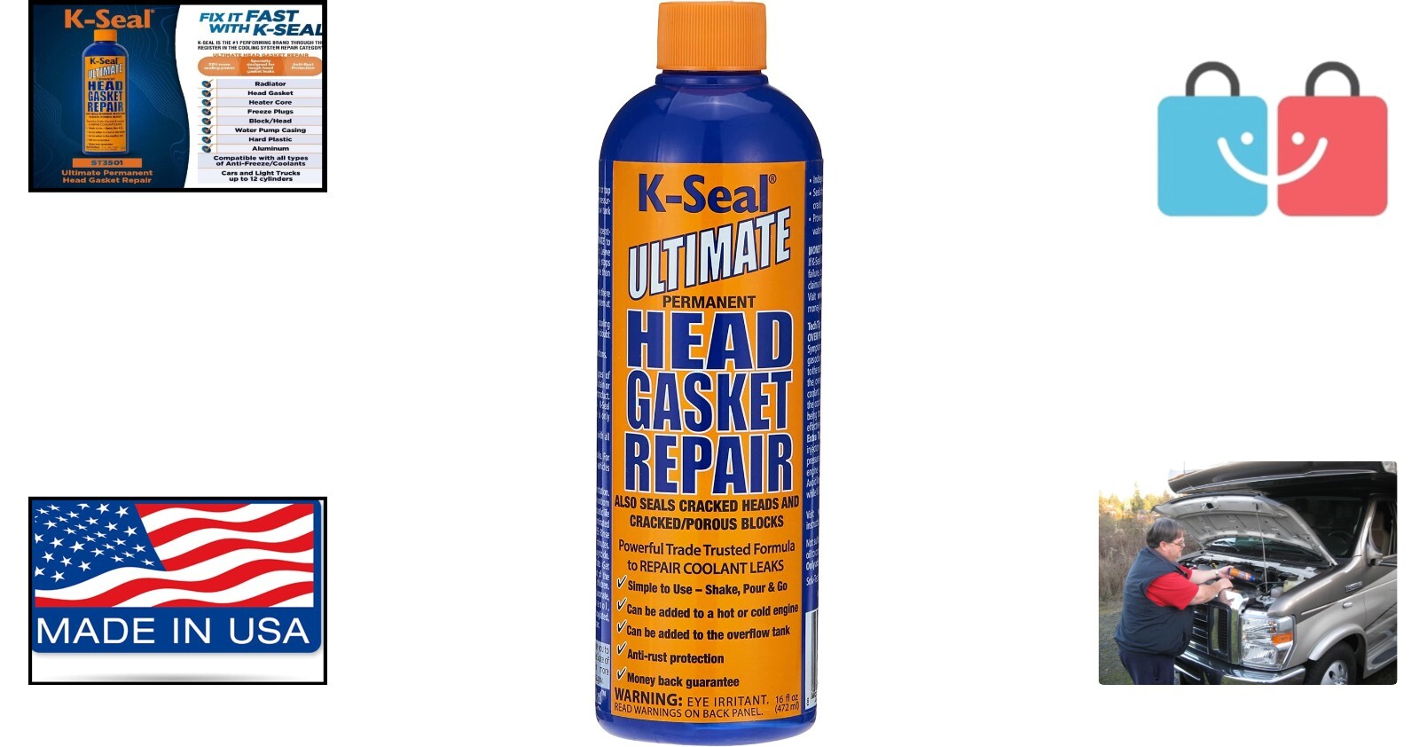 16oz Professional-Grade Head Gasket & Coolant Leak Sealer - Easy Application