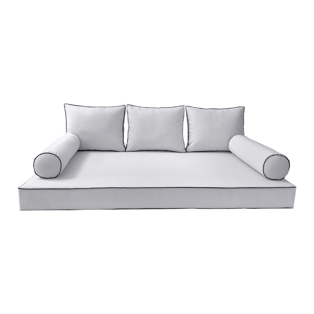 Style3 6PC Contrast Pipe Daybed Mattress Cushion Complete Set-Queen Size AD105
