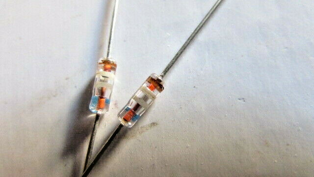 1N198 Vintage ITT Color Coded Glass Germanium Diodes Brown White Gray (2pcs) USA