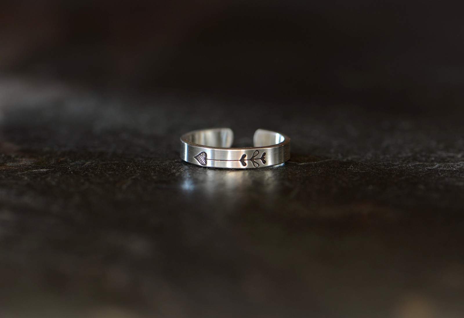 Dainty sterling silver toe ring with small heart arrow - handmade