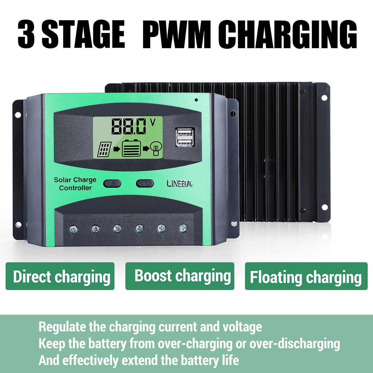 100A PWM Solar Panel Regulator Charge Controller Auto Focus Tracking 12V/24V/48V
