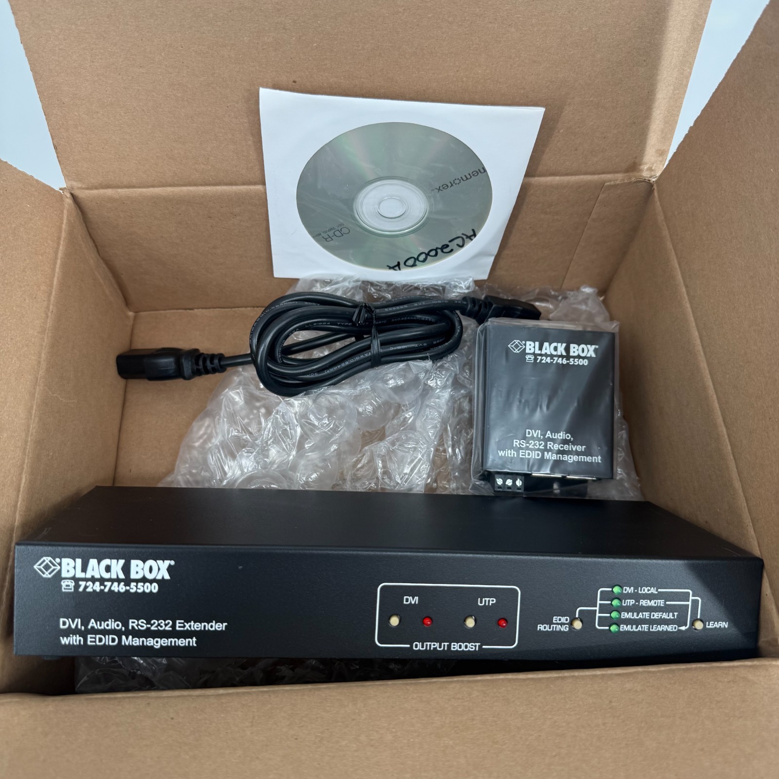Black Box AC2000A DVI-D Audio RS-232 Extender w/ EDID Management Open Box