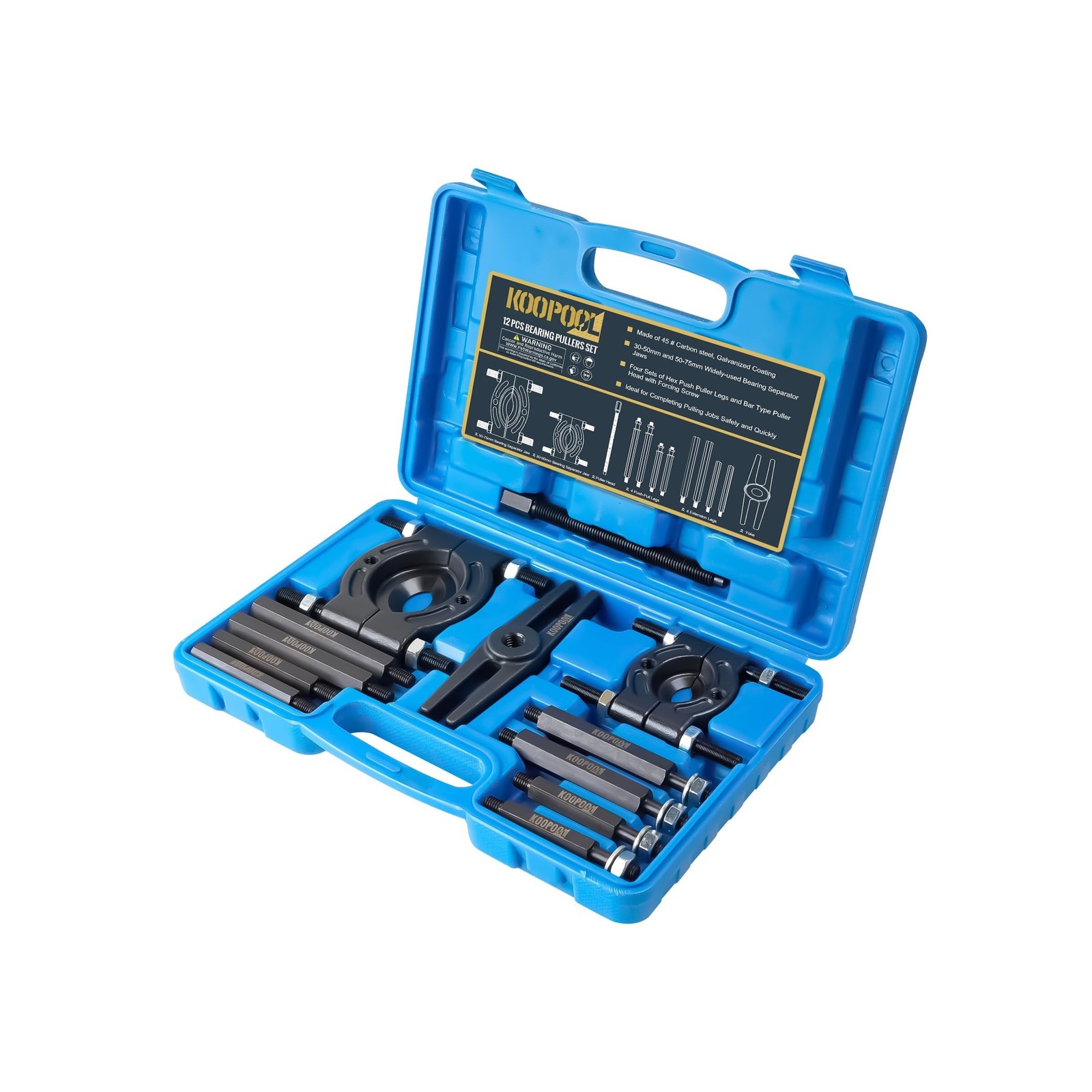 KOOPOOL 12-Piece Bearing Puller, Wheel Hub Puller Set, Wheel Bearing Removal ...