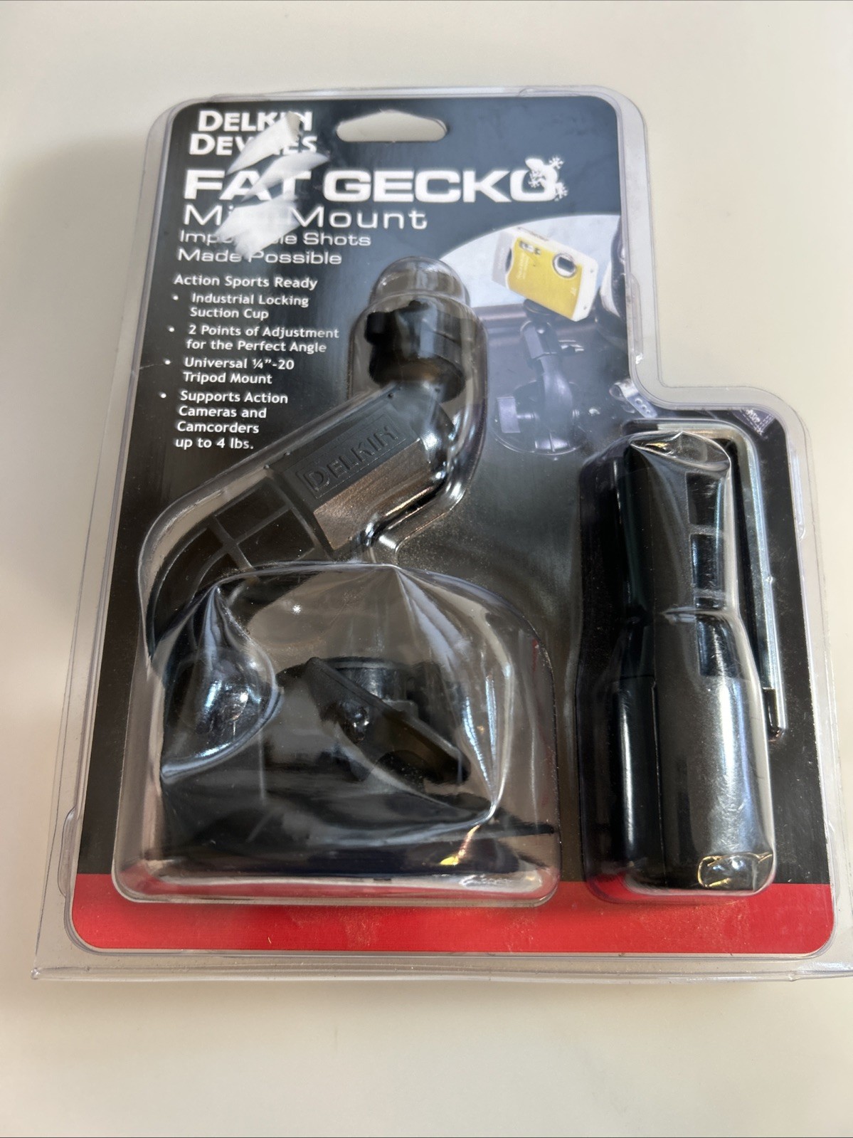 Delkin Fat Gecko Mini Mount Holder Suction Cup w/ GoPro Mount Sealed za3