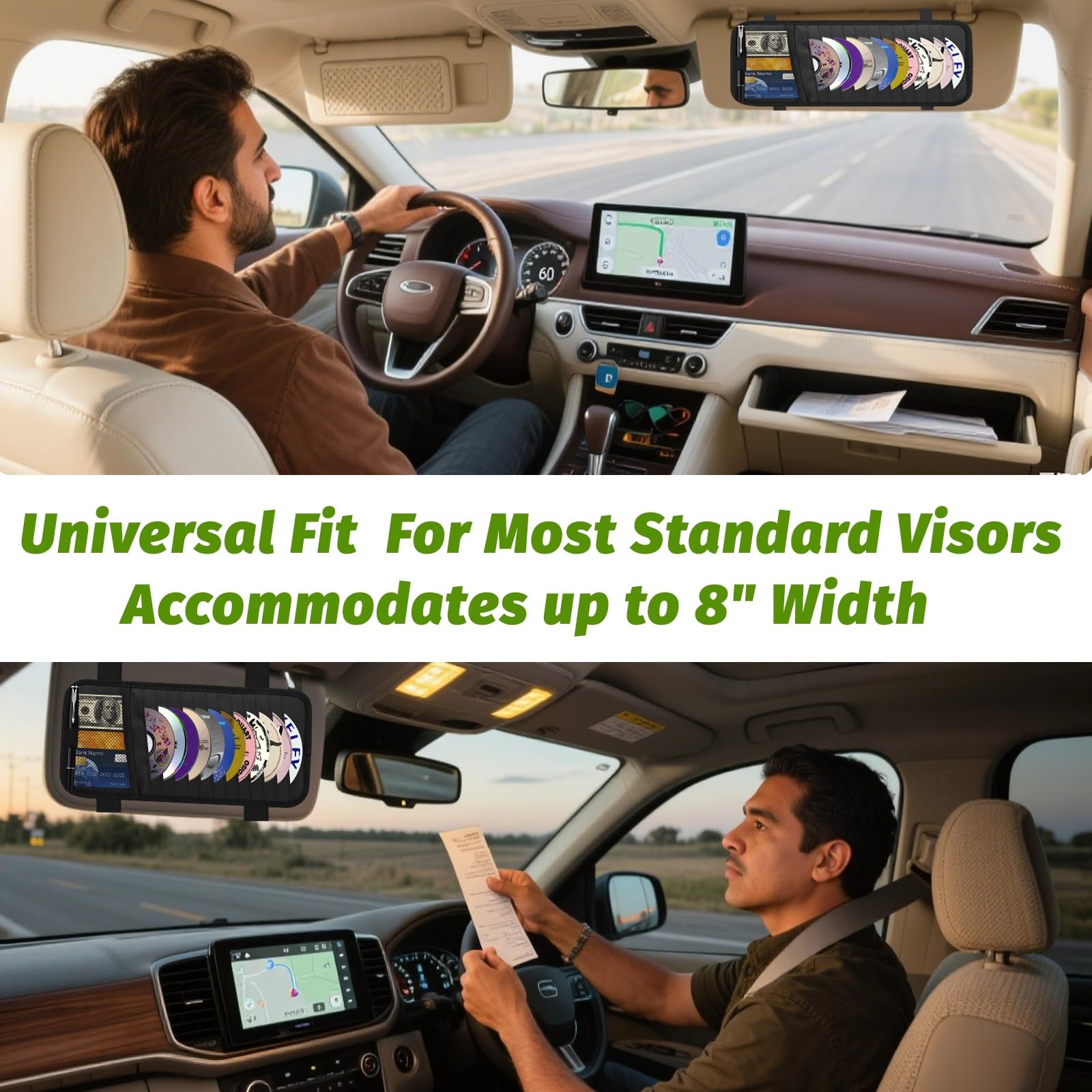 CD Visor Holder for Car, Large Capacity & DVD Case, Vehicle Black