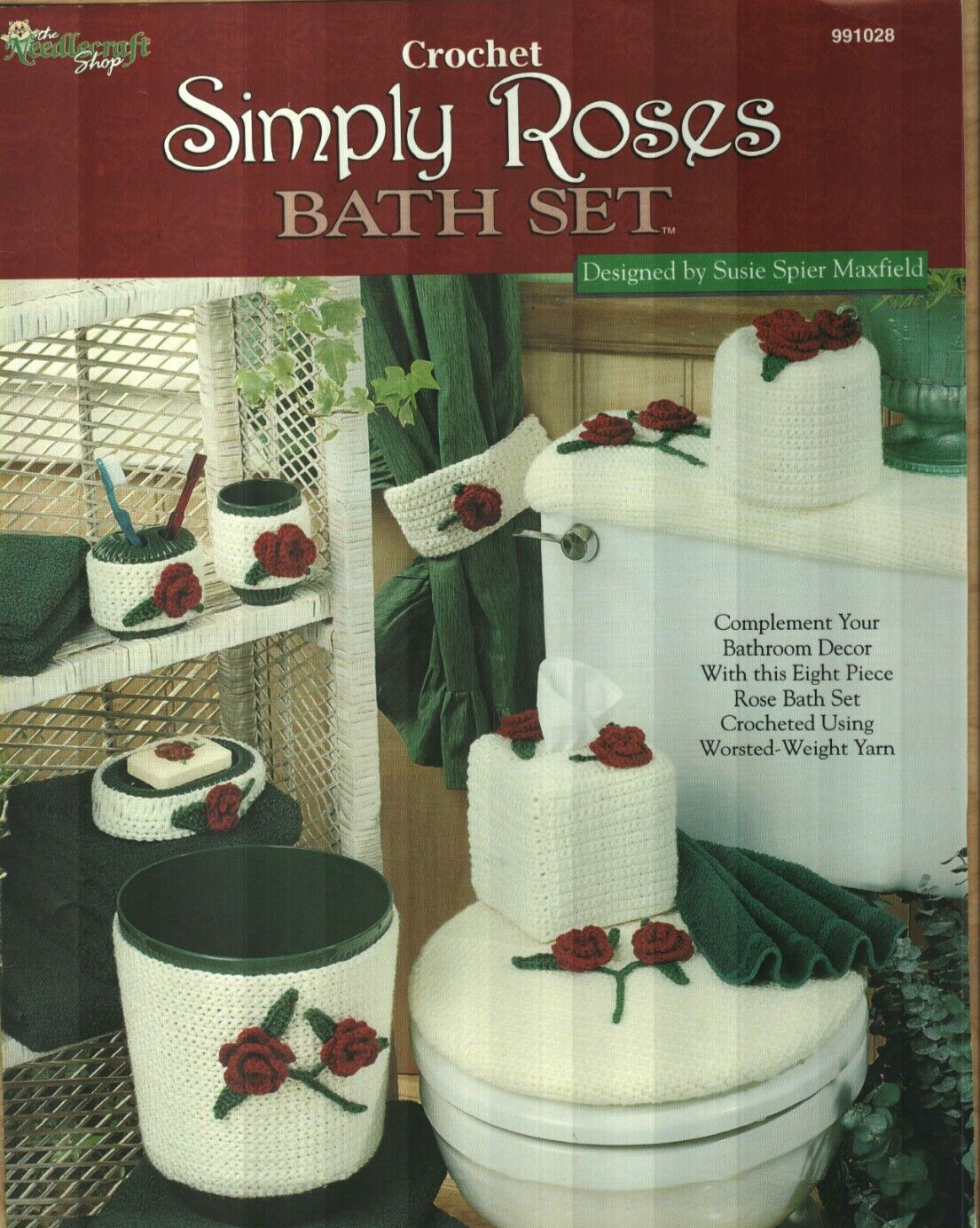 NEW SIMPLY ROSES BATH SET 8 DESIGNS HOME DECOR CROCHET PATTERN BOOK