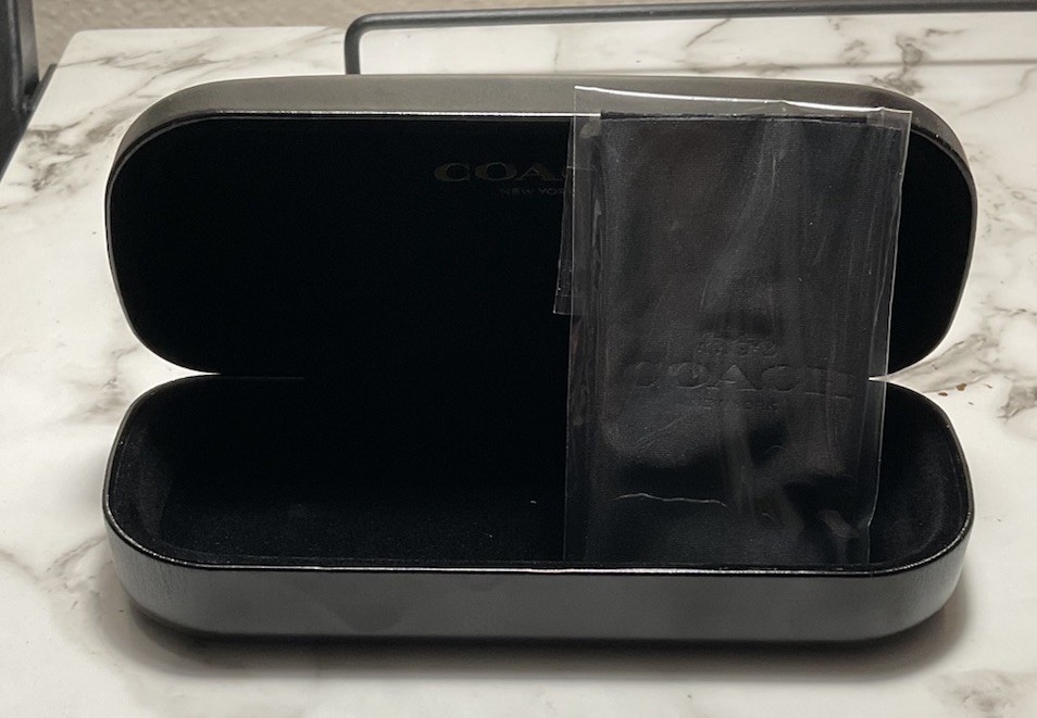 Coach Hard Shell Glasses Case Glossy Black Sunglasses Small Case W/ Cloth