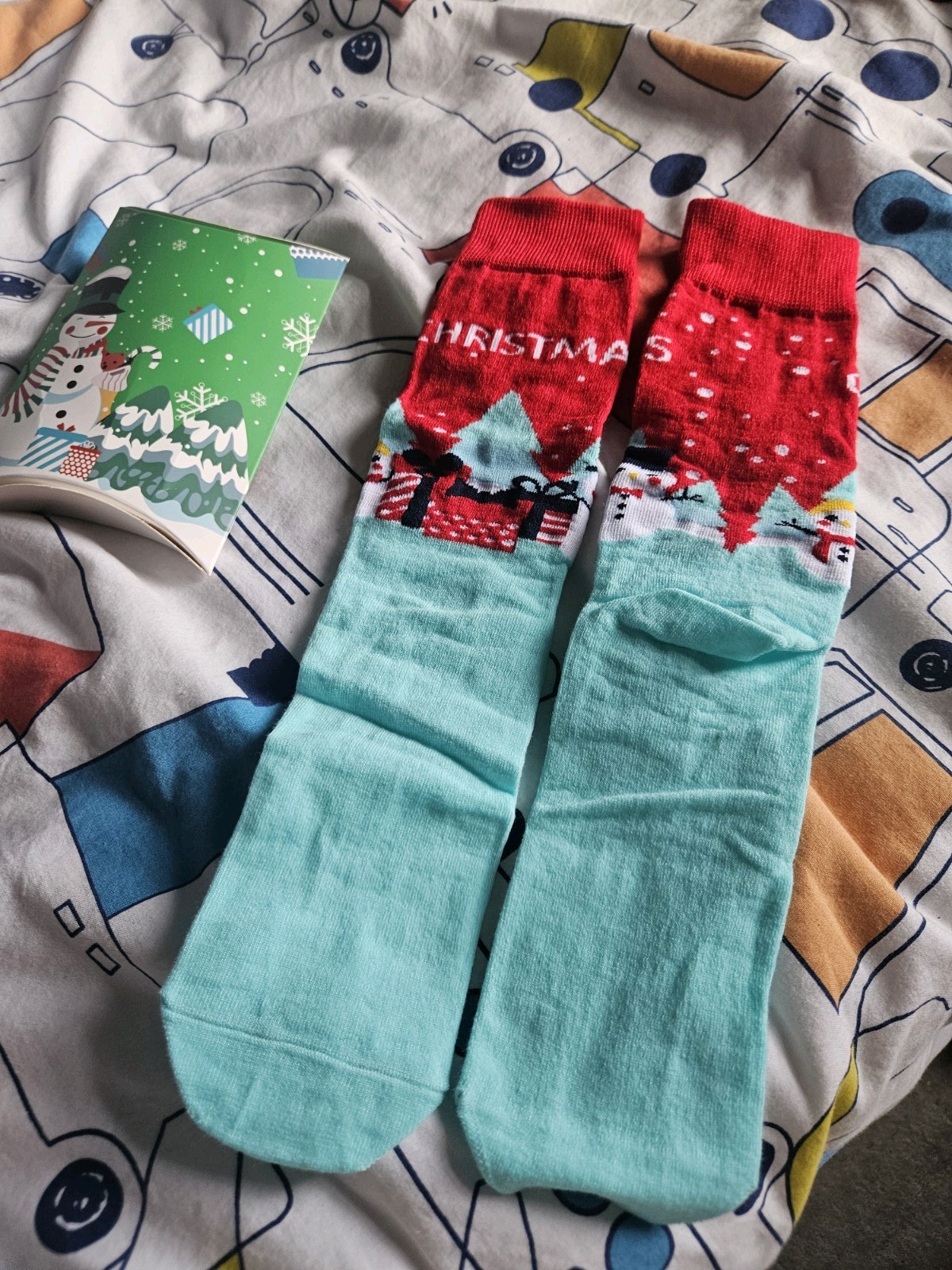 Novelty Christmas Socks In Green Box