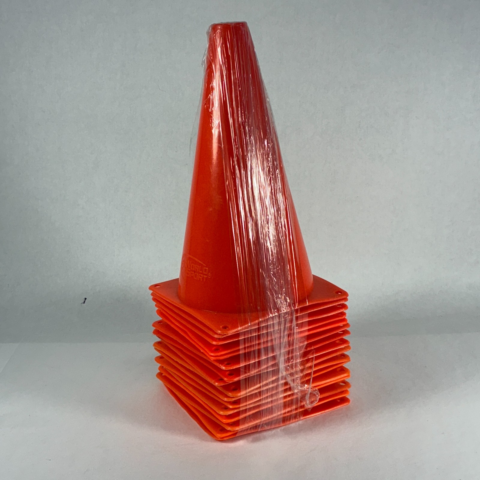 LOT OF 16 WORLD SPORT Brand Bright Orange Sport Training Traffic Cones 9" Tall
