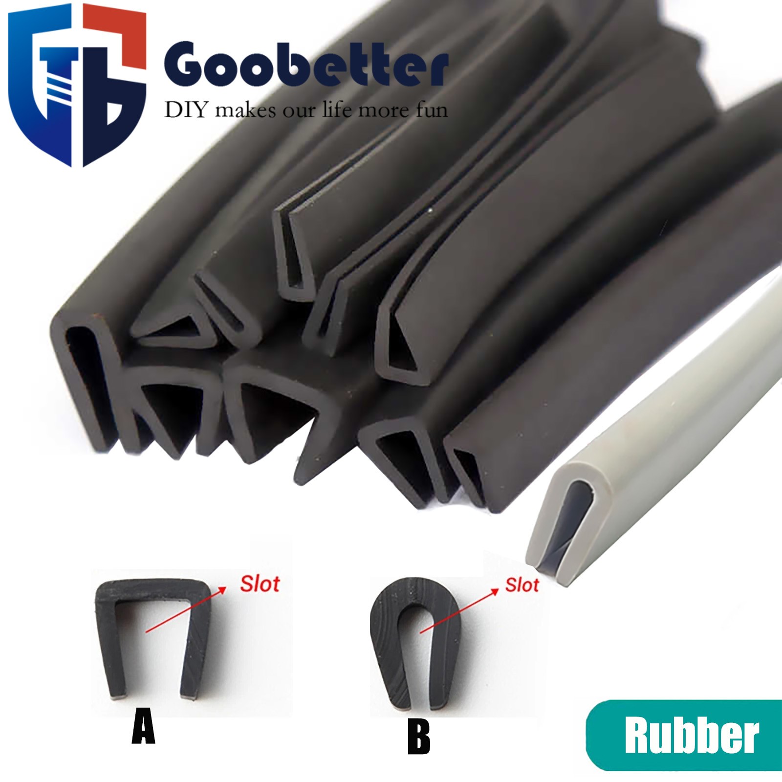 Edge Protection Frame Profile Slot 1mm~20mm Rubber Edging Trim Seal U-profile
