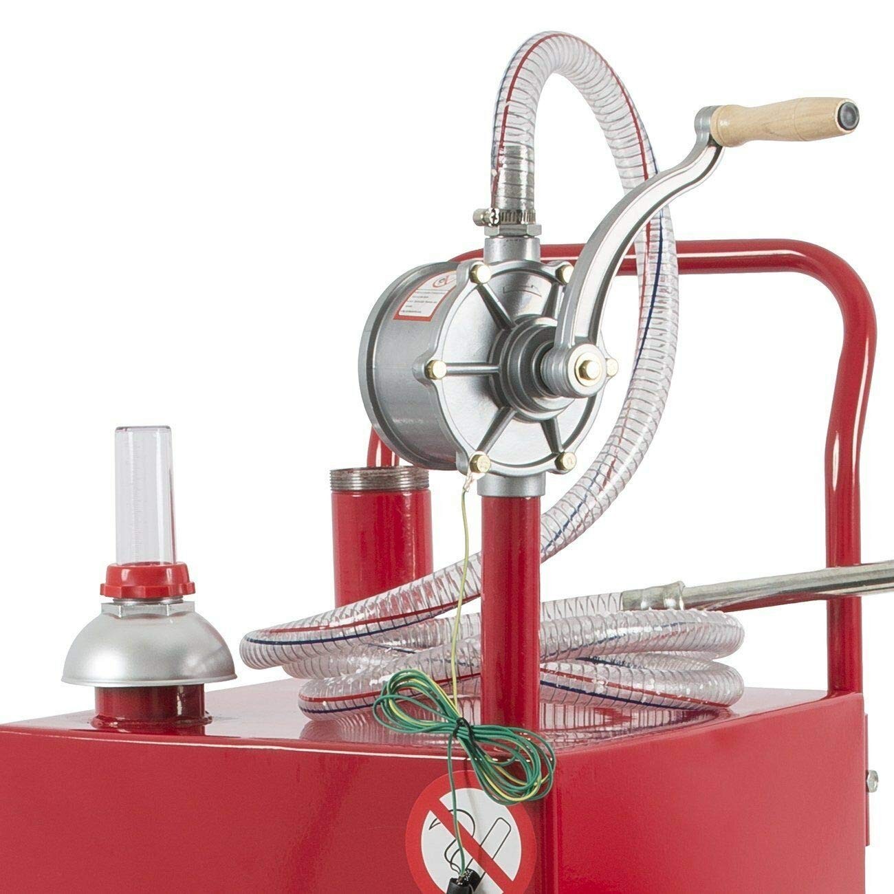 30 Gallon Gas Caddy Fuel Tank Hand Siphon Pump Wheels for Boat ATV Car Red