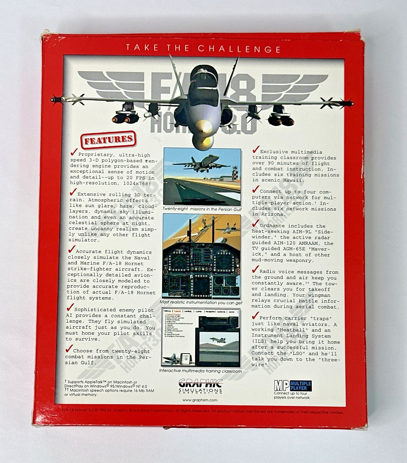 F/A-18 Hornet 3.0 PC MAC CD Strike Fighter Pilot Air-Combat Jet Simulation Game!