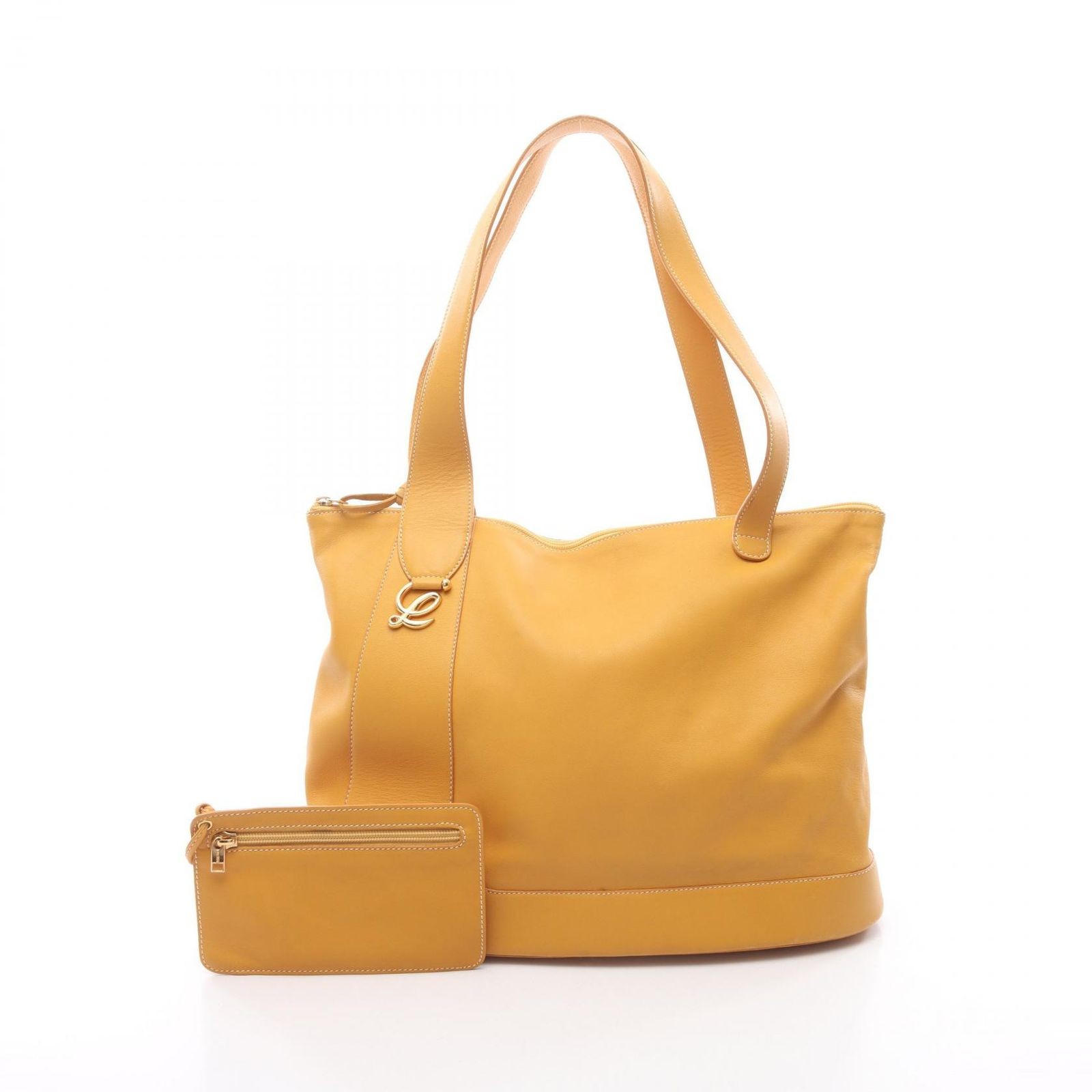 LOEWE Tote Bag Leather Yellow Women's Used From Japan