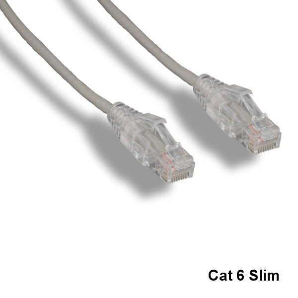 KNTK Gray 2' Slim Type Cat6 UTP Ethernet Cable 550MHz RJ45 Patch Panel Network