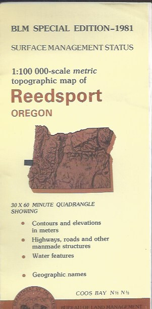 BLM 1:100,000 edition topographic map Reedsport Oregon