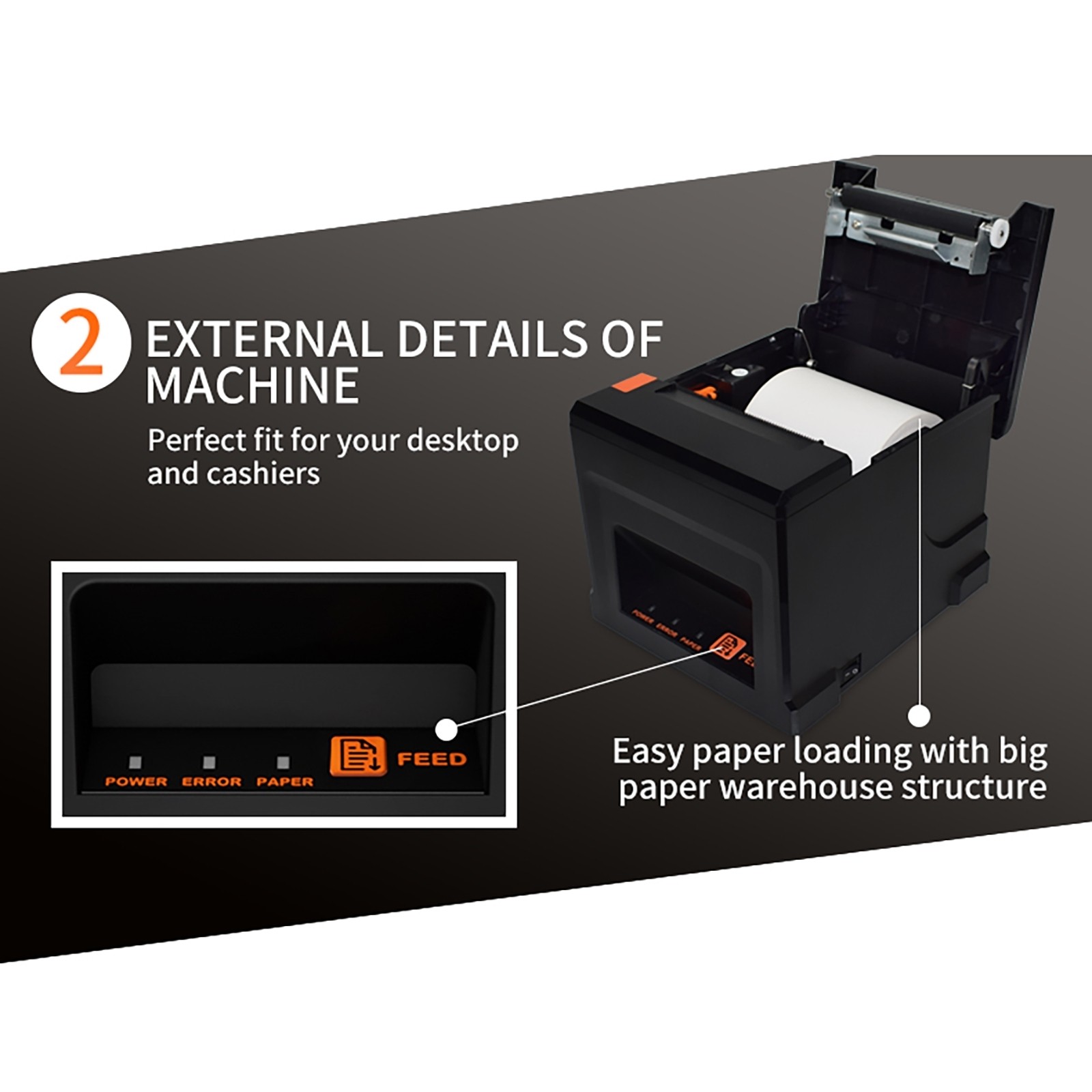80mm Thermal Receipt Auto Cutter POS Printer Machine USB & bluetooth AU Plug