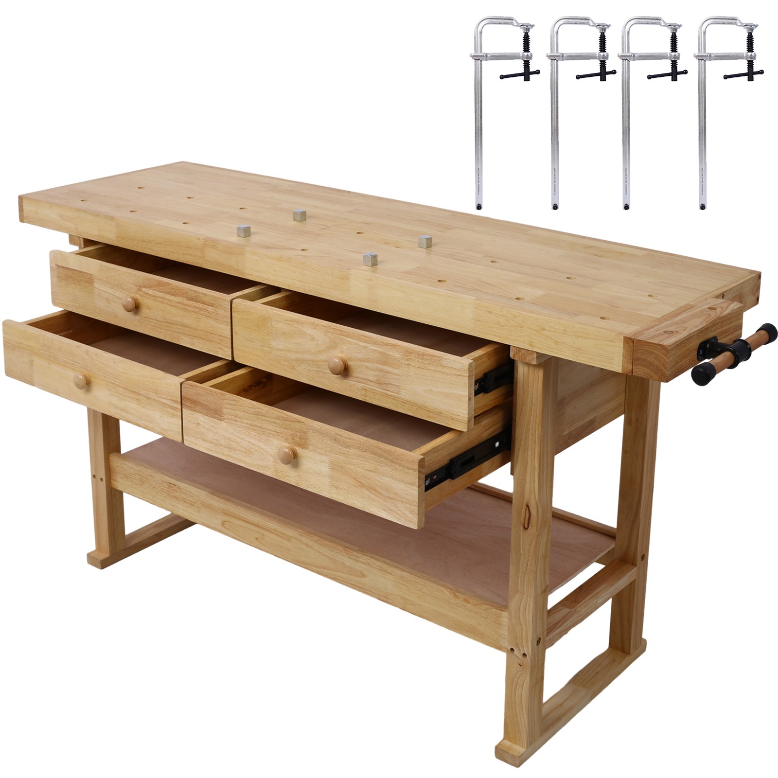 60in Workbench with 4 Drawers Wooden Workbench  12 inch x 3inch Throat,Pack of 4
