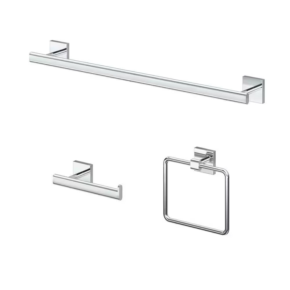 NEW Gatco Form 3-Pieces Bath Hardware Set with 18 in. Towel Bar, Toilet Paper Ho