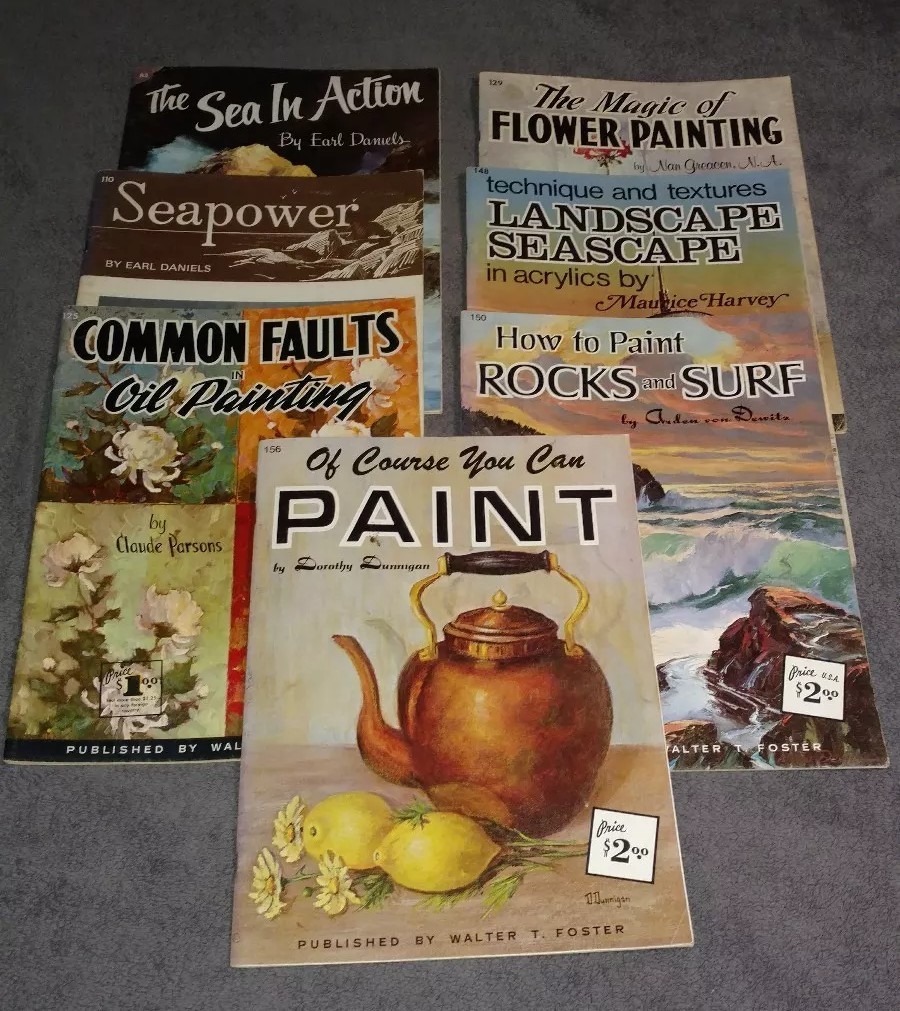 Vintage - Walter T. Foster - How to Draw & Paint Instruction Books - Lot of 7