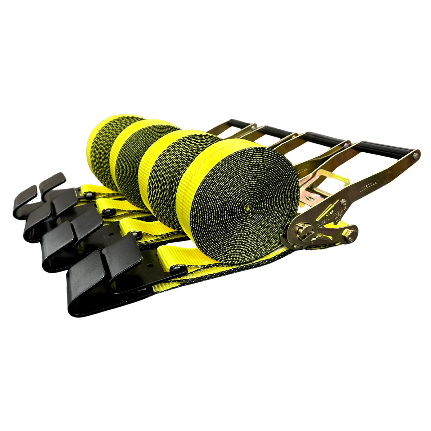 4PK - 2" x 27' Ratchet Straps - 3333LB WLL - Falcon Cargo, Flat Hook, Tie-Down