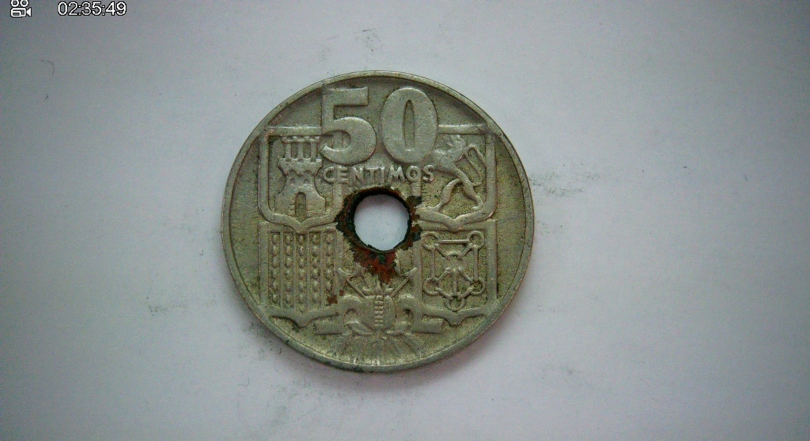Spain 1949 50 Céntimos Spain 50 Céntimos (hole type; Franco era) Coin