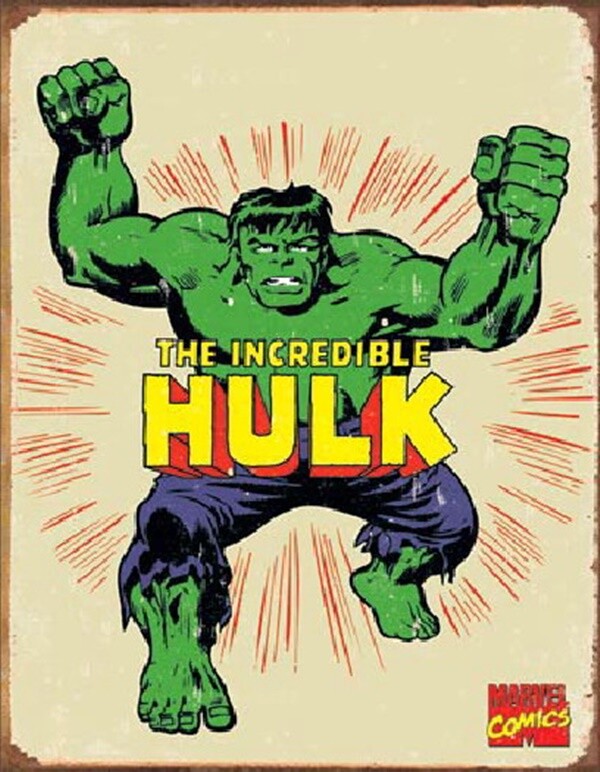 The Incredible Hulk Retro Comic Art Vintage Weathered Tin Sign Poster NEW UNUSED