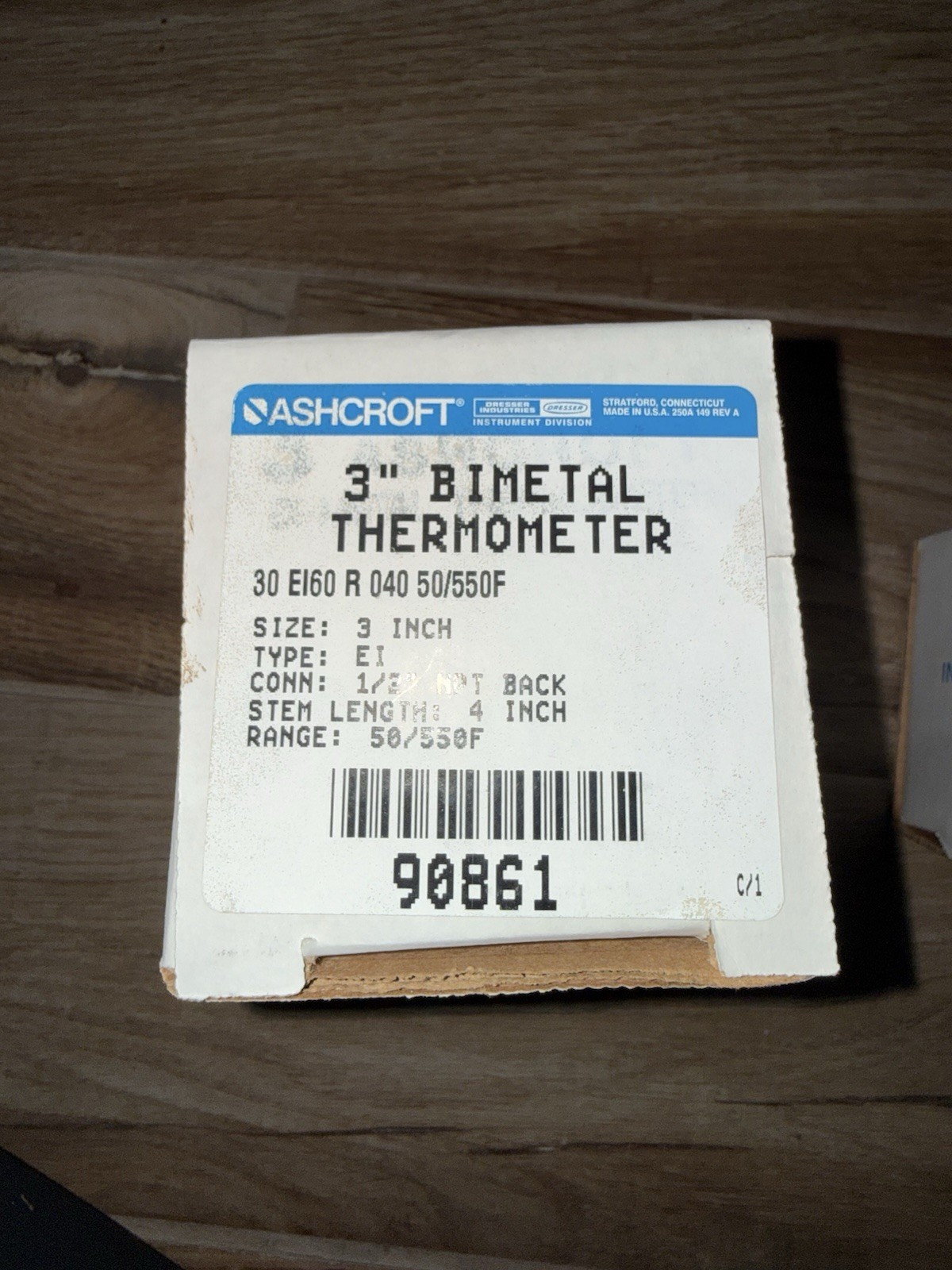 Ashcroft 3" Bimetal Thermometer 1/2" NPT Con 4” Stem 50/500F Range 30 EI 60 R