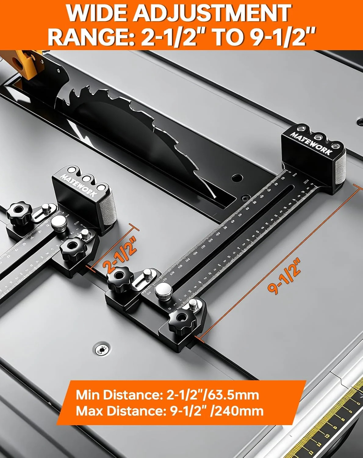 MATEWORK Thin Rip Jig Table Saw Jig Guide, 3 Rollers Anti-Kickback for Repetitiv