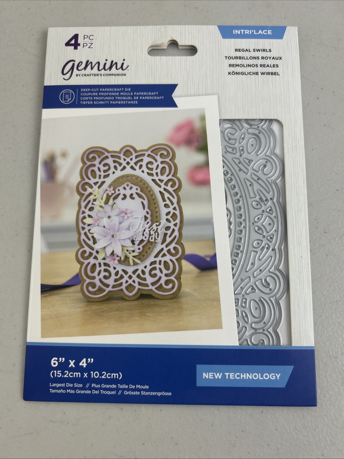 Crafters Companion Deep Cut Papercraft die 6"x4" Intri'lace die Regal Swirls 4pc